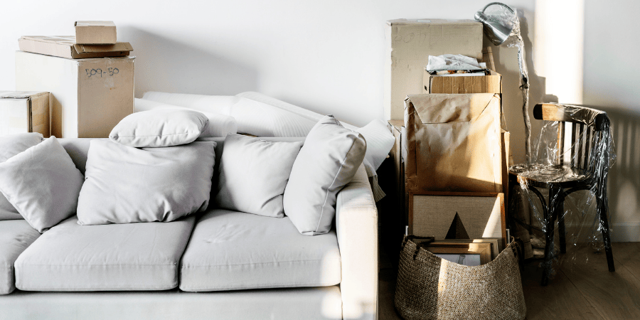 Bank huis opruimen Bank ordenen spullen huis