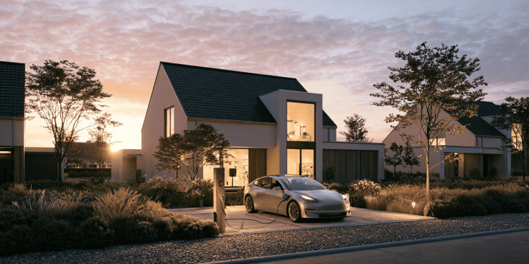 Elektrische auto voor huis Elektrische auto voor een moderne woning